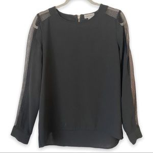 Calvin Klein Black Long-Sleeve Top with Mesh Accent